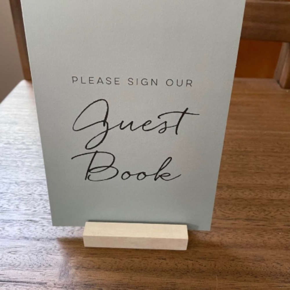 Dusty blue guest book sign